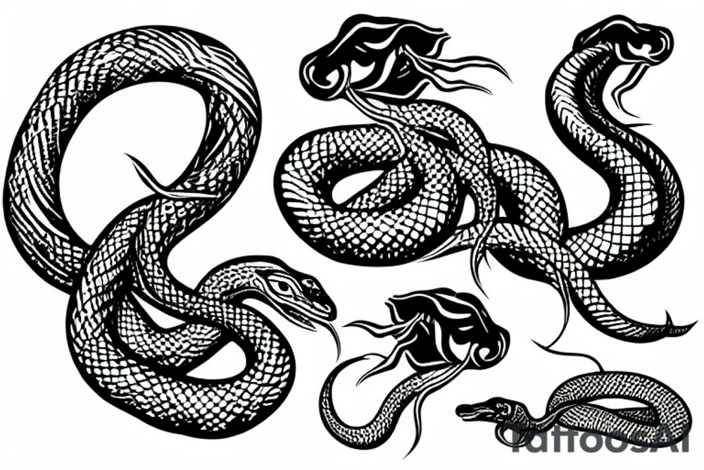 snake fighting a stag tattoo idea