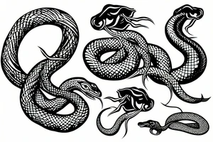 snake fighting a stag tattoo idea