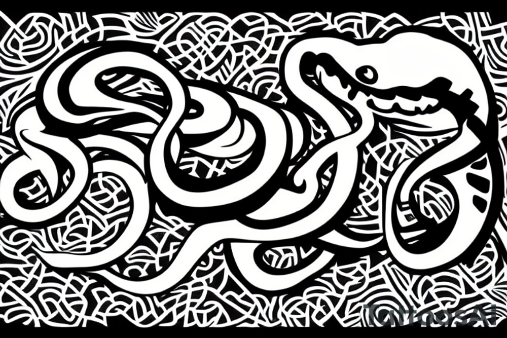 snake fighting a shamrock tattoo idea