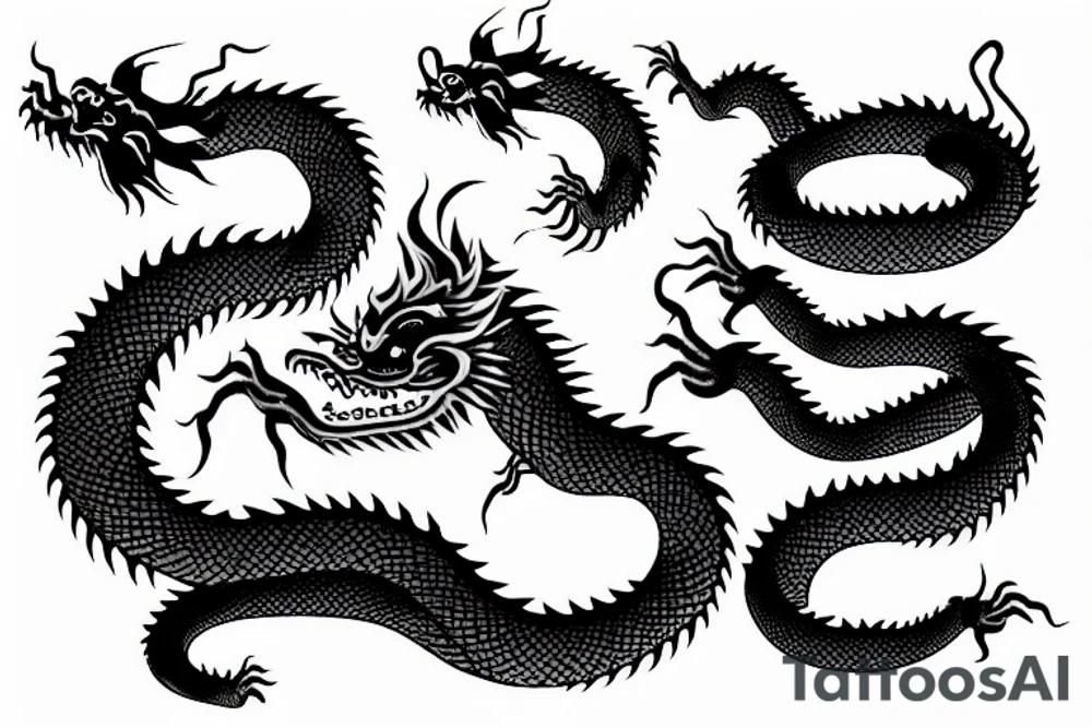 chinese dragon with snake head goth metal tattoo idea