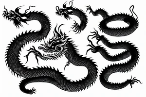 chinese dragon with snake head goth metal tattoo idea