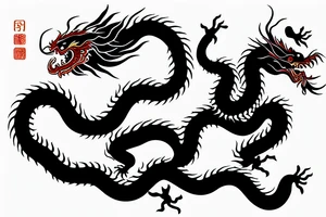chinese dragon with snake head goth metal tattoo idea