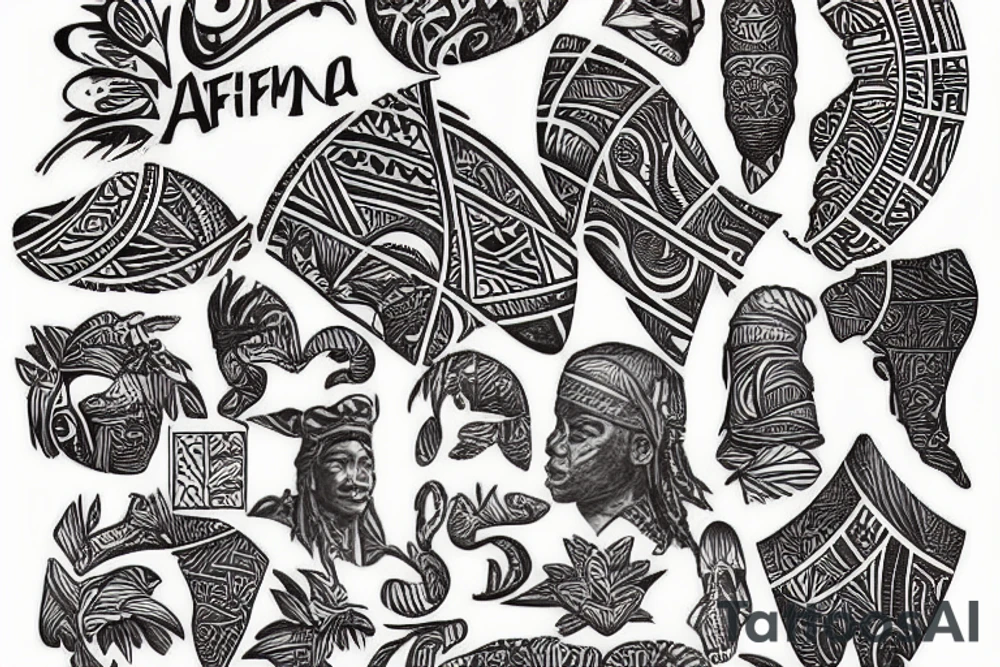 a polynesian style tattoo of a map of africa tattoo idea