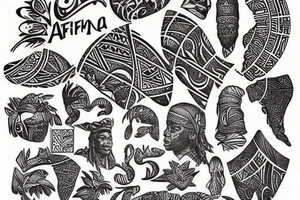 a polynesian style tattoo of a map of africa tattoo idea