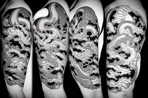 japanese dragon in the shoulder, with its tail around the left arm tattoo idea