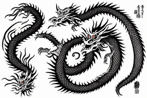 japanese dragon in the shoulder, with its tail around the left arm tattoo idea