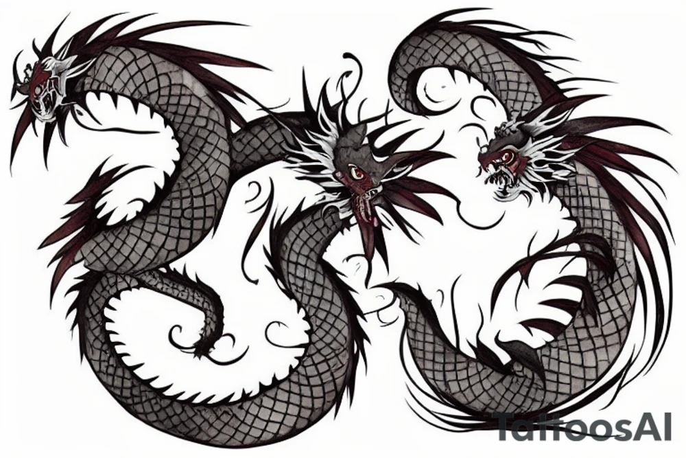 japanese dragon with its tail around the left arm tattoo idea