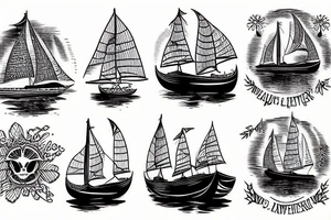 Funeral boat sailing down a river tattoo idea