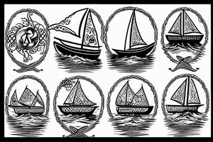 Funeral boat sailing down a river tattoo idea