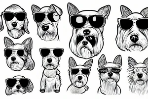 a surfing dog with sunglasses tattoo idea