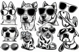 a surfing dog with sunglasses tattoo idea