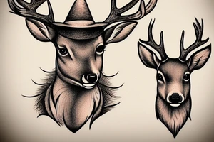 Deer with a hat tattoo idea
