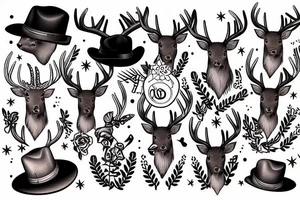 Deer with a hat tattoo idea