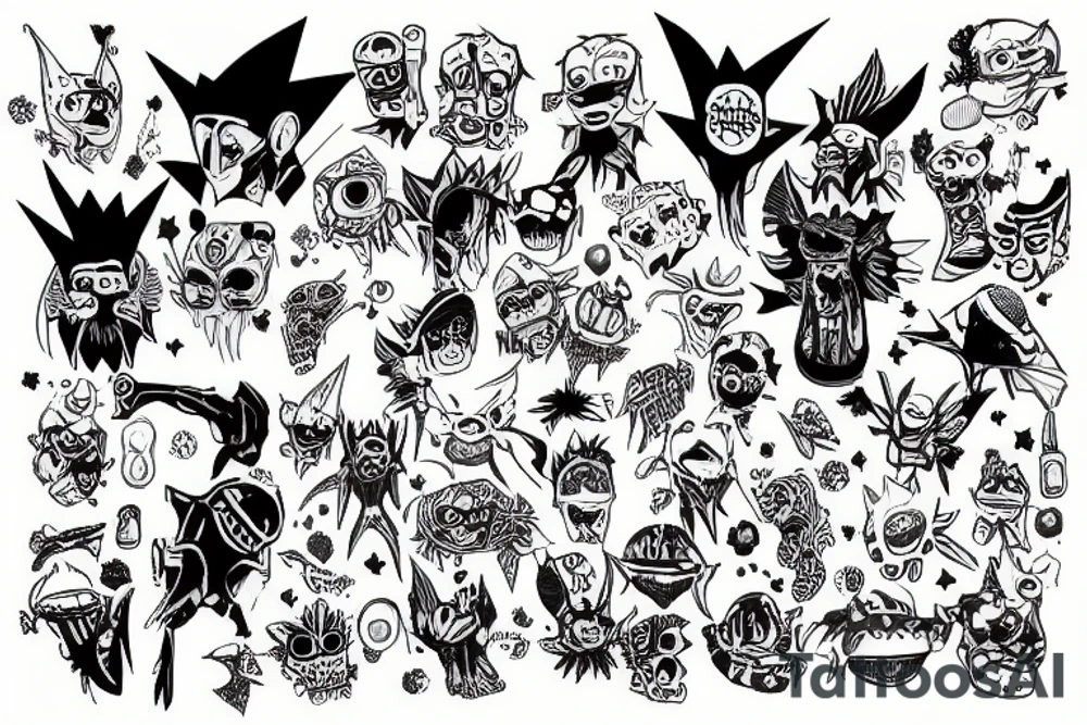 Digimons with andines clothes tattoo idea