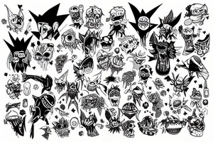 Digimons with andines clothes tattoo idea