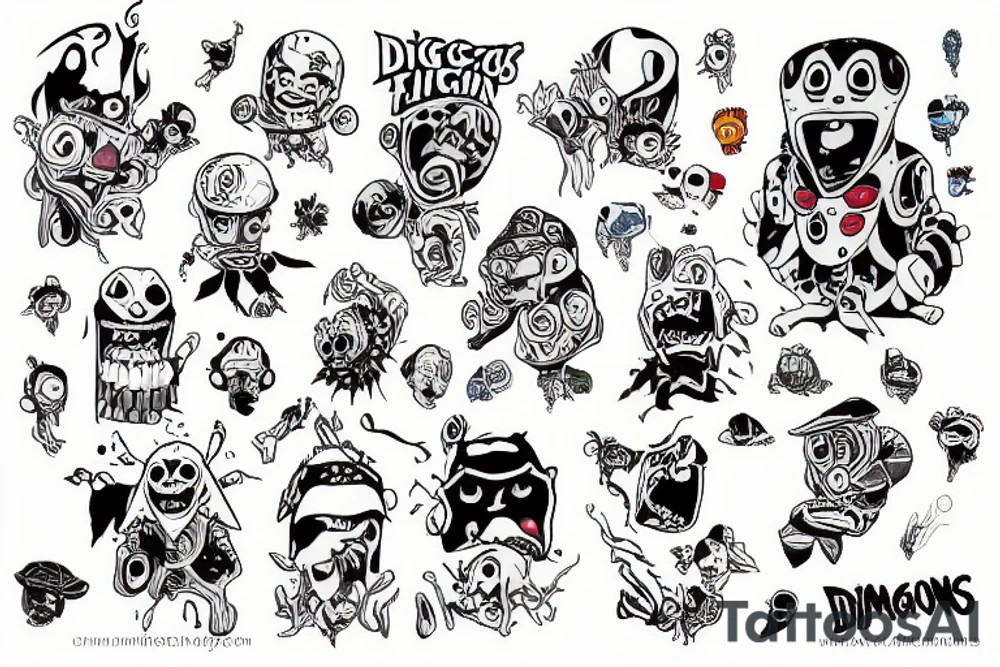 Digimons with andines clothes tattoo idea