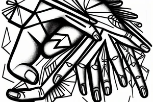 a hand from above stealing a diamond tattoo idea