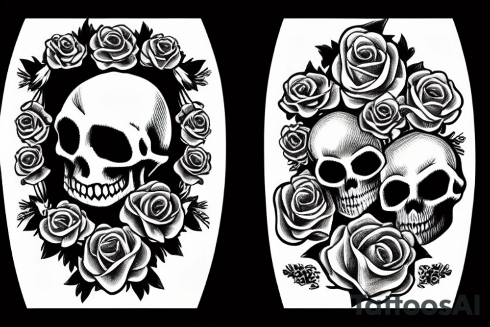 skulls and roses tattoo idea