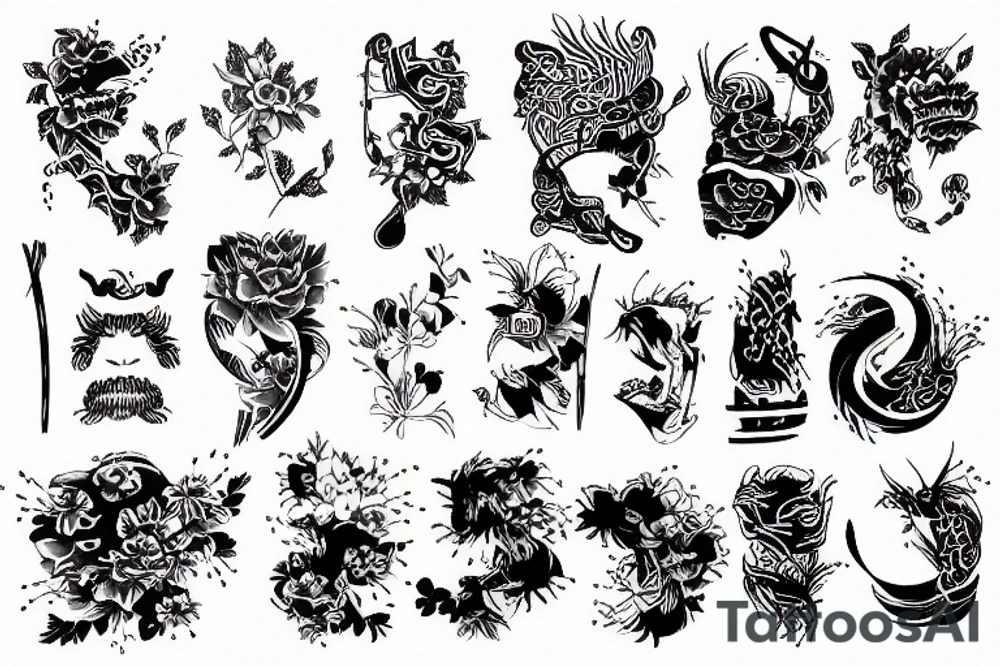 Modern japanese tattoo with blackwork and modern design tattoo idea