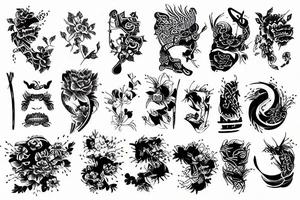 Modern japanese tattoo with blackwork and modern design tattoo idea