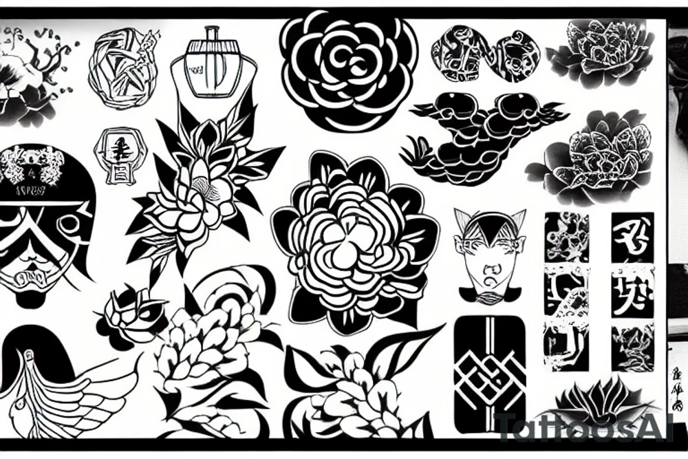 Modern japanese tattoo with blackwork and modern design tattoo idea Modern japanese tattoo with blackwork and modern design tattoo idea