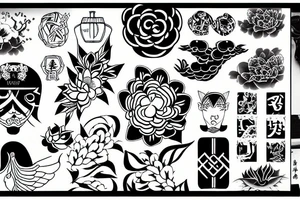 Modern japanese tattoo with blackwork and modern design tattoo idea