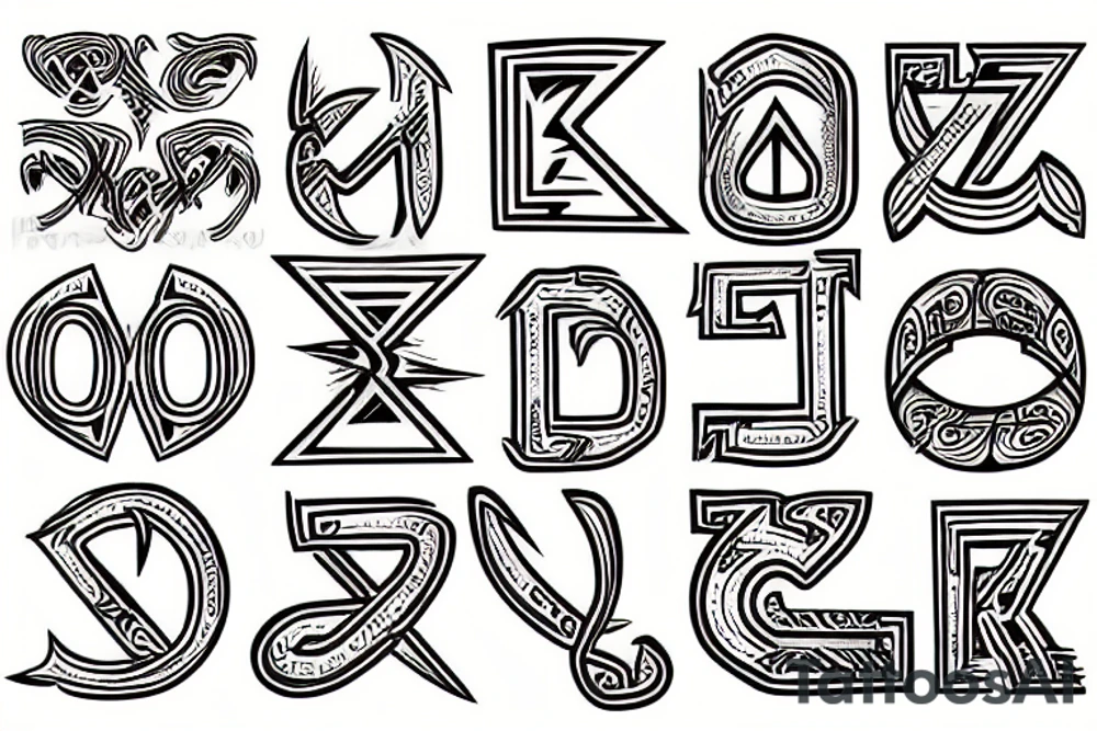 phoenician alphabet tattoo idea