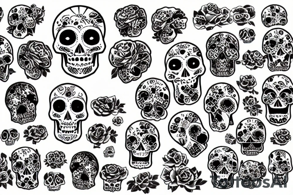 skulls and roses tattoo idea