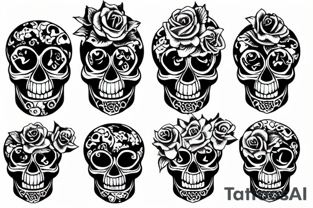 skulls and roses tattoo idea