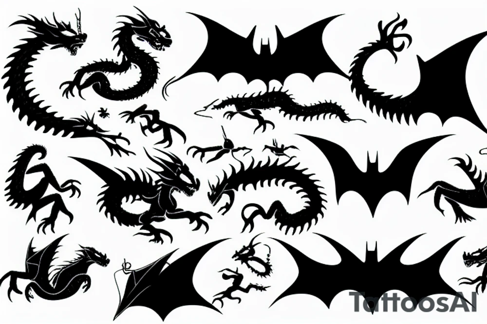 a dragon with batman symbol tattoo idea