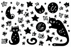 A cat sitting on a star tattoo idea