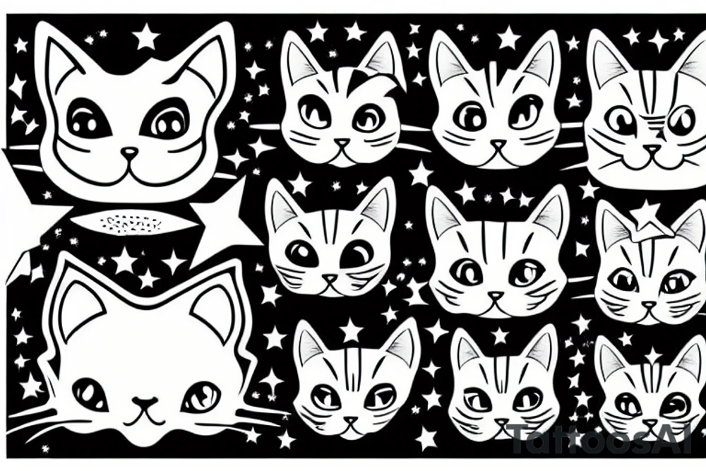 A cat that has stars on his eyes tattoo idea