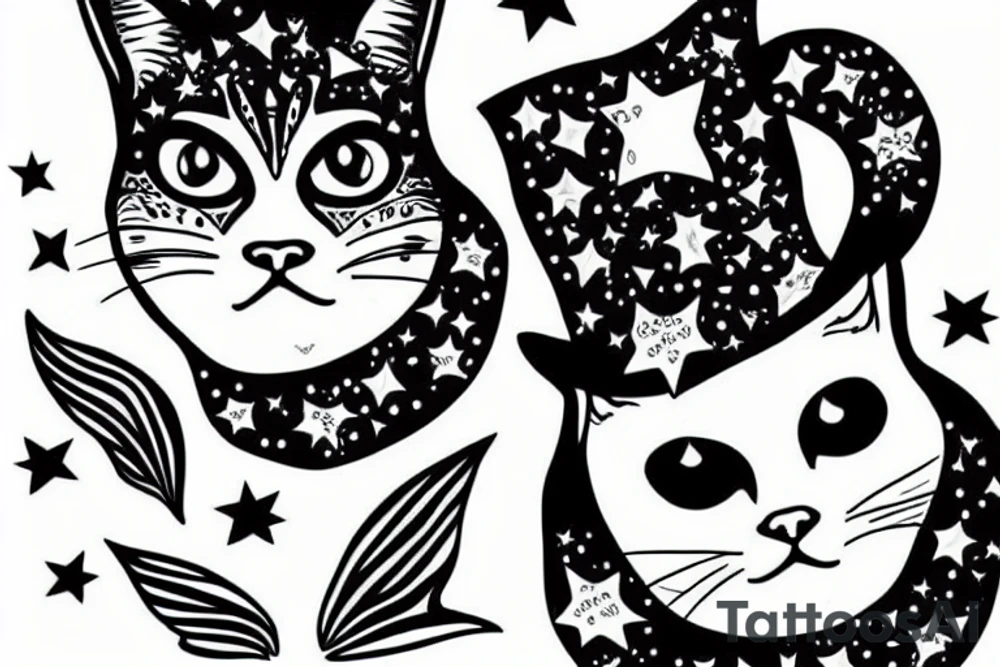 A cat that has stars on his eyes tattoo idea
