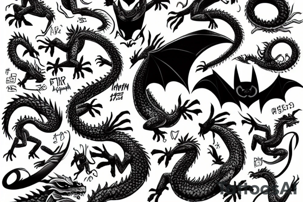 a dragon with batman symbol tattoo idea