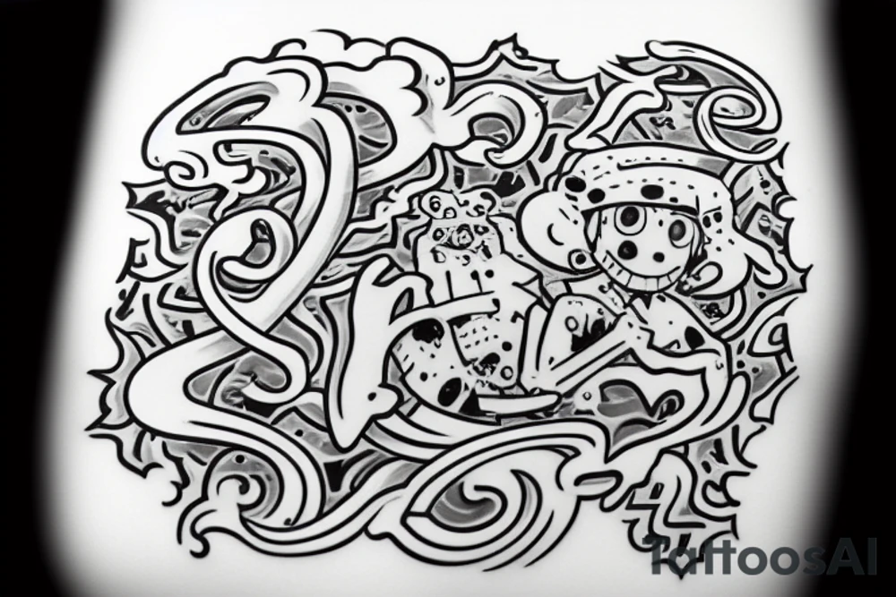 phenicien is a slab that looks like the poneglyph in one piece anime tattoo idea