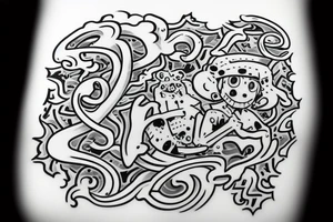 phenicien is a slab that looks like the poneglyph in one piece anime tattoo idea