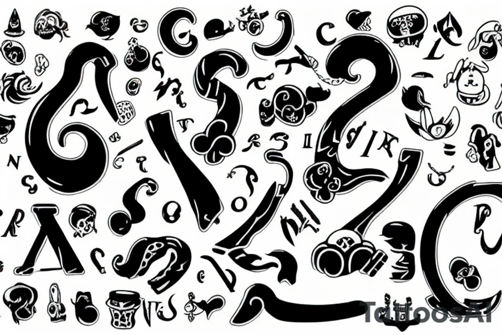 phenicien alphabet in a slab that looks like the poneglyph in one piece anime tattoo idea