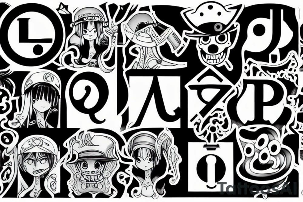 phenicien alphabet in a slab that looks like the poneglyph in one piece anime tattoo idea