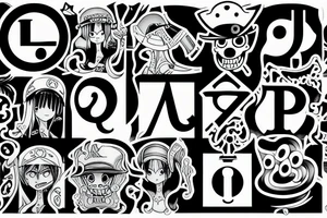 phenicien alphabet in a slab that looks like the poneglyph in one piece anime tattoo idea