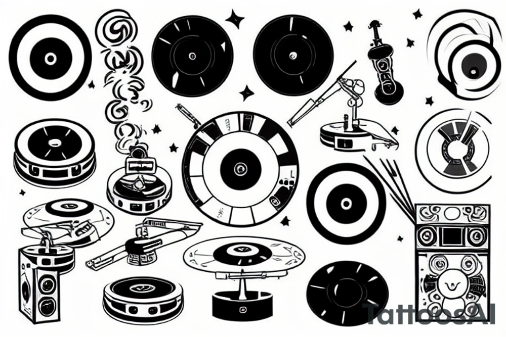 Dj and turntables tattoo idea