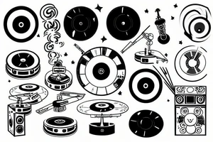 Dj and turntables tattoo idea