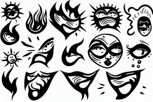 sun face blowing fire tattoo idea