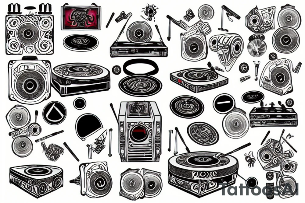 Dj and turntables tattoo idea