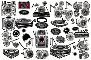 Dj and turntables tattoo idea