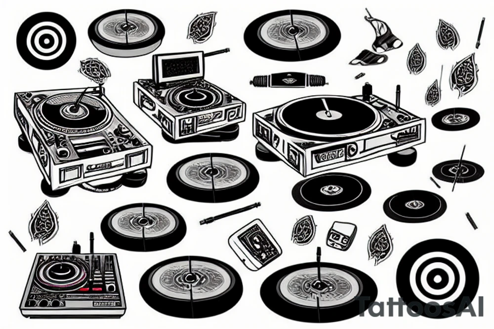 Dj and turntables tattoo idea