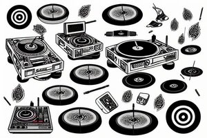 Dj and turntables tattoo idea
