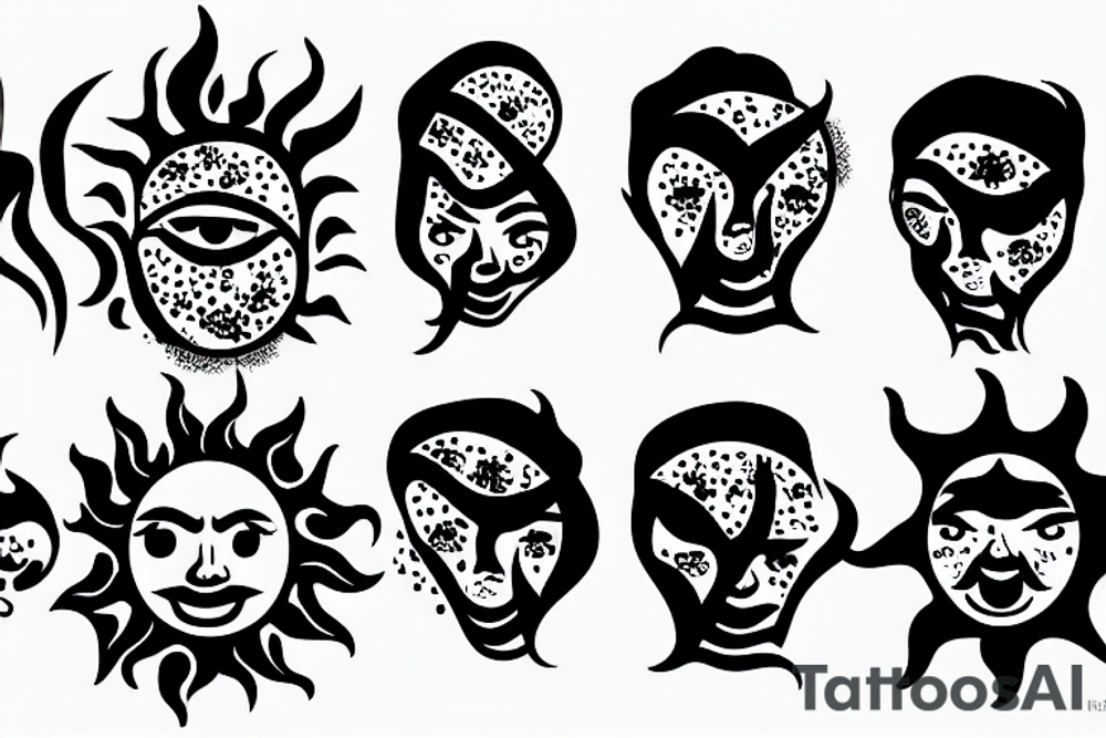 sun face blowing fire tattoo idea