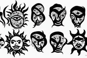 sun face blowing fire tattoo idea