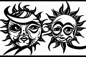 sun face blowing fire tattoo idea