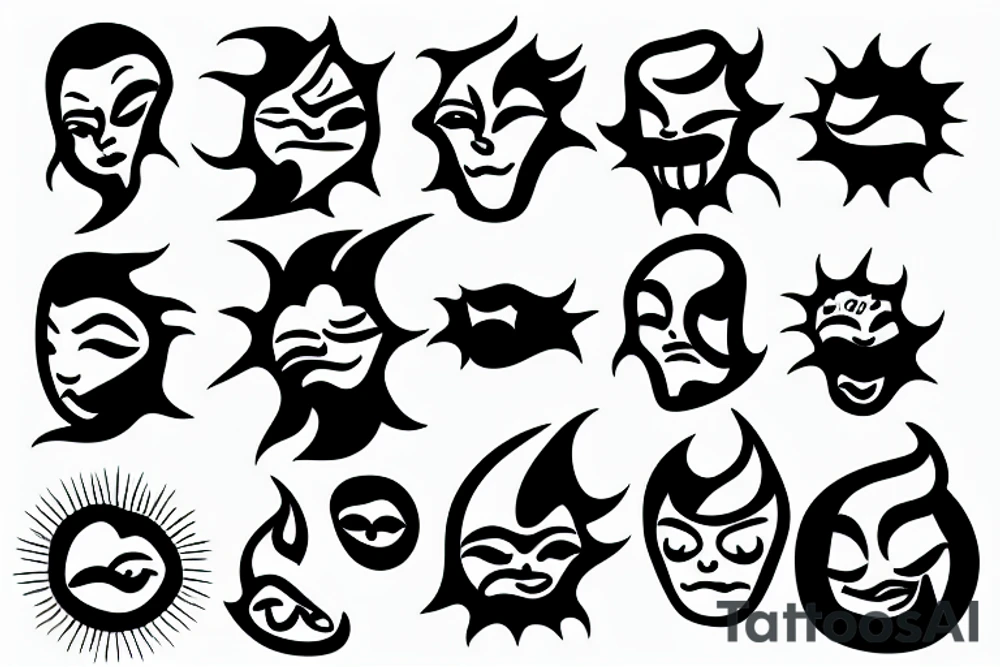 sun face blowing fire tattoo idea